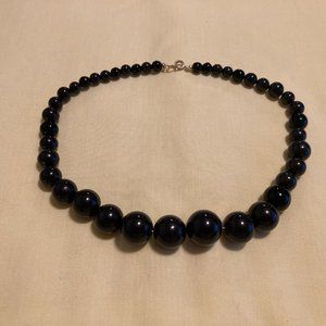 Rare Black Bakelite Bead Necklace-Vintage
